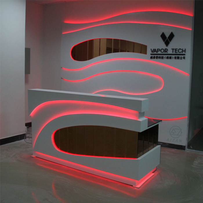Modern office reception desk with decoration wall