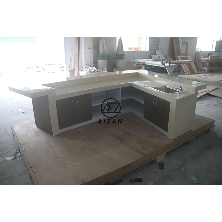 Modern home bar counter with wine cabinet display