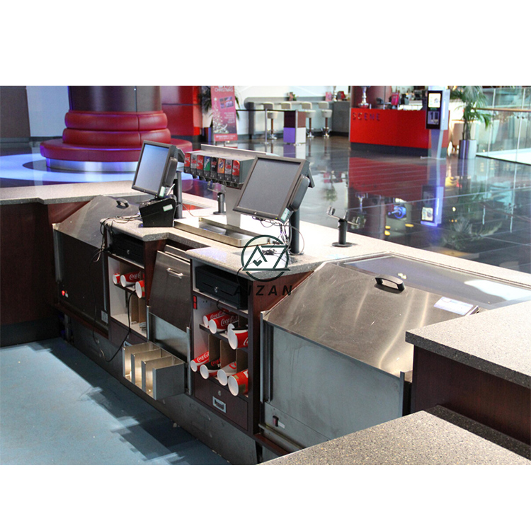 Artificial stone top cinema reception bar counter with led lighting