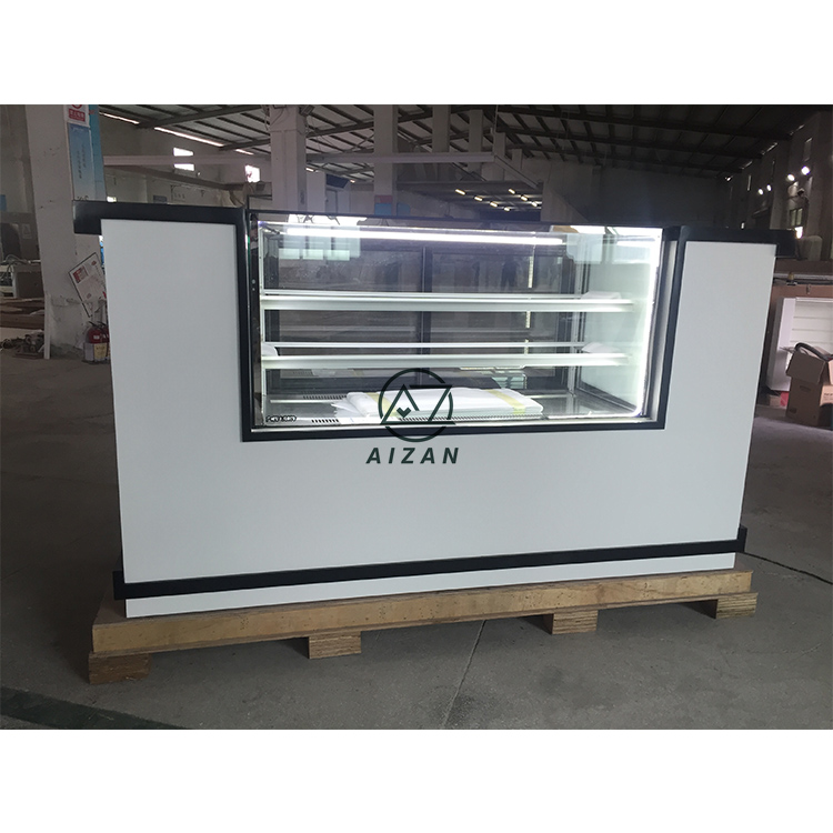 Artificial stone modern white bar counter cafe coffee bar with cooling display