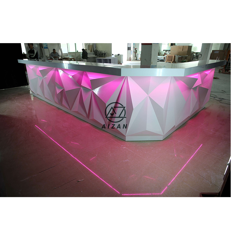 Diamond shape bar counter luxury white restaurant bar custom design