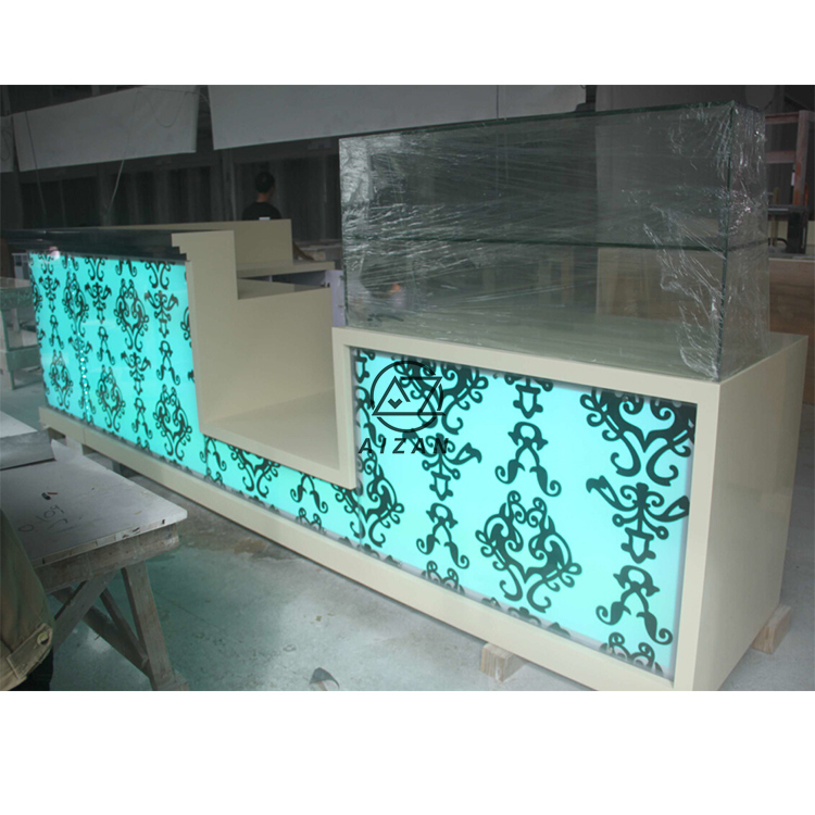 Custom restaurant bar counter with cooling display