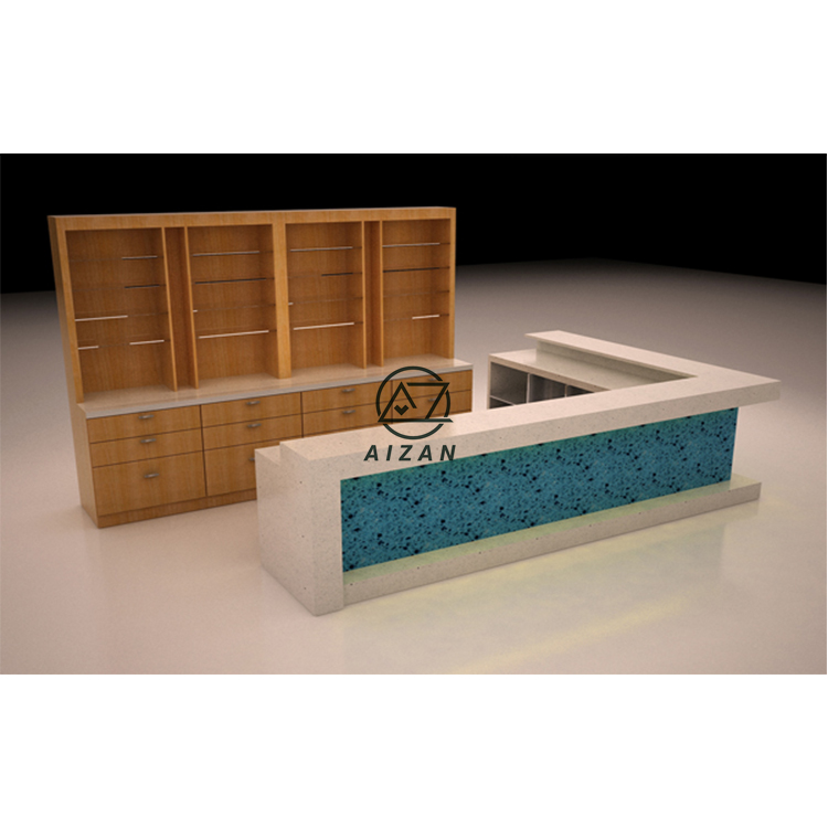 Luxury white restaurant bar counter Corian solid surface top