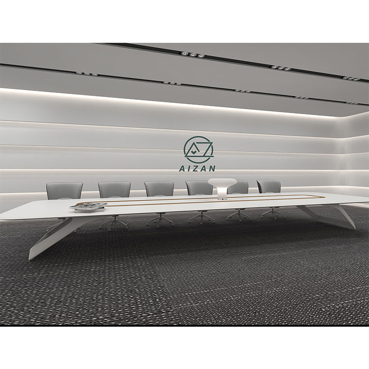 Custom large modern white conference table for boardroom