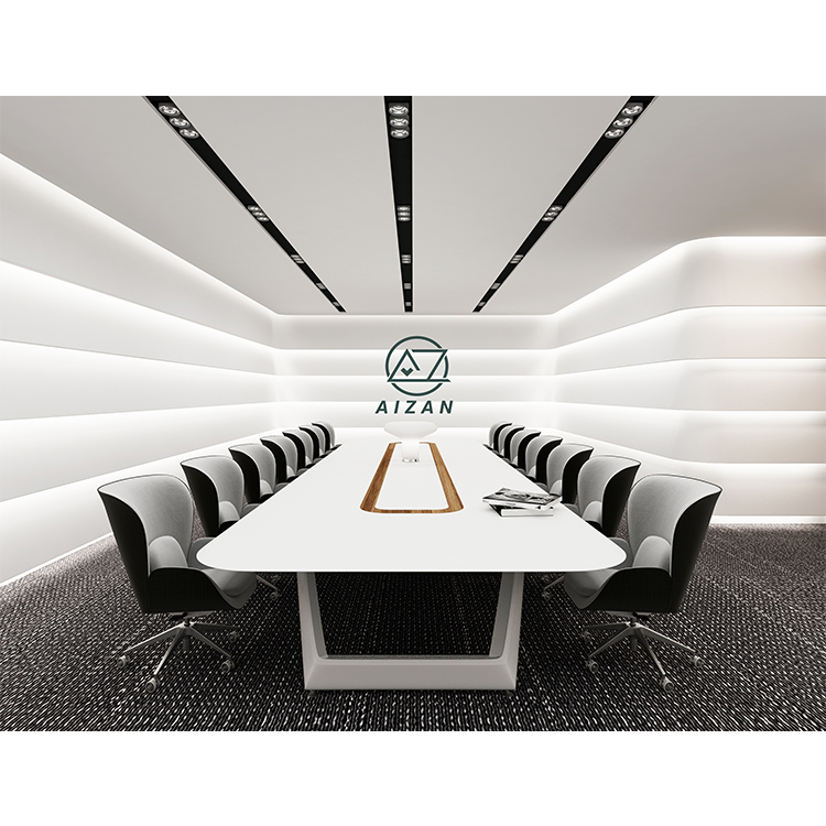 Custom large modern white conference table for boardroom
