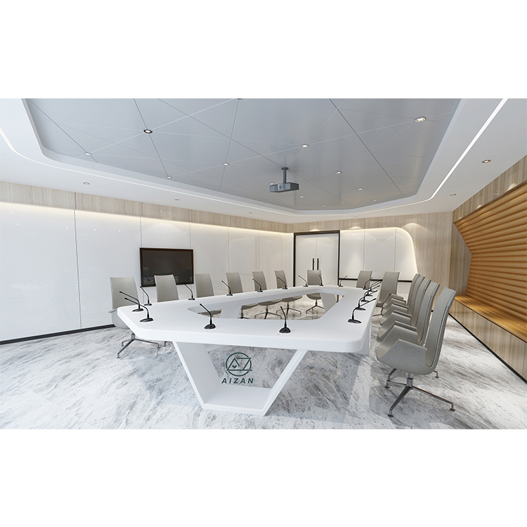Luxury white conference table artificial stone top meeting table modern