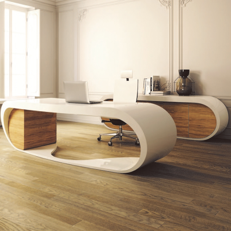 Italian design modern goggle desk set office table with cabinet