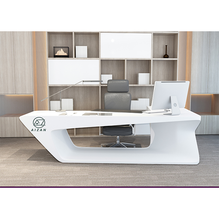 Modern white home office desk artificial stone table top