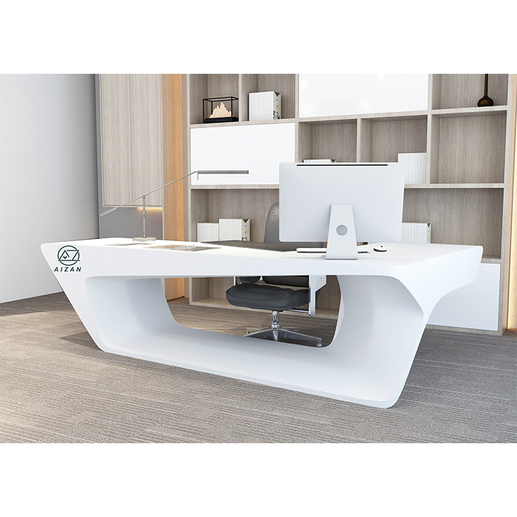 Modern white home office desk artificial stone table top