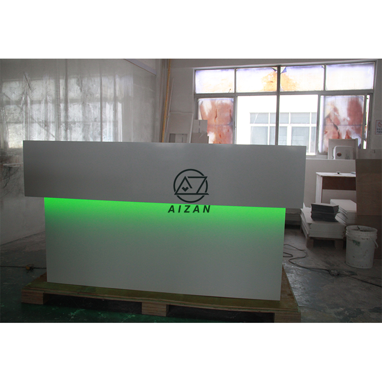 Fancy white office reception counter reception desk with led lighting