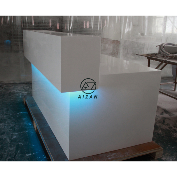 Fancy white office reception counter reception desk with led lighting