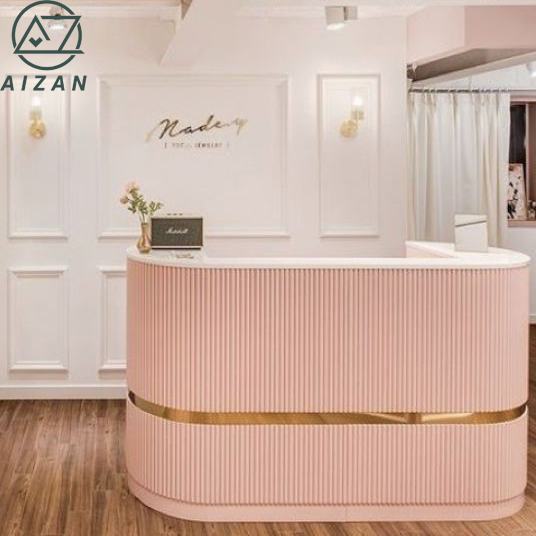 Custom white beauty salon tanning spa reception desk counter