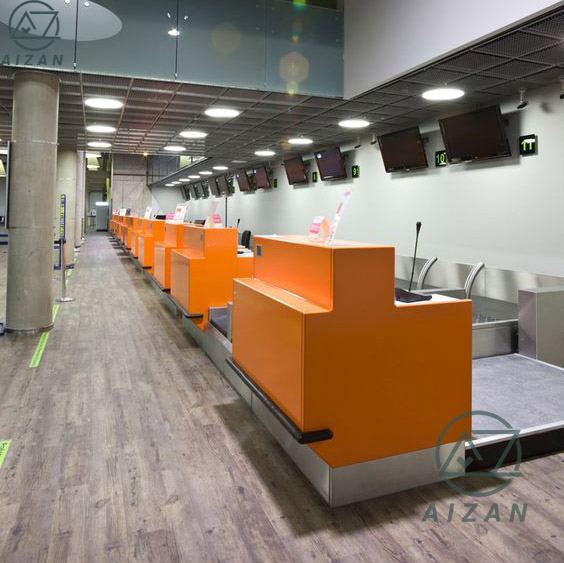 Artificial Stone Airport Check-in Counter Passport Control Booth Departure Lounge Counter Customized