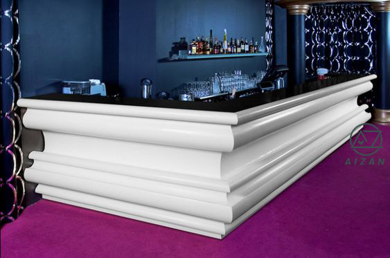 Glossy white restaurant bar counter Corian top bar countertop