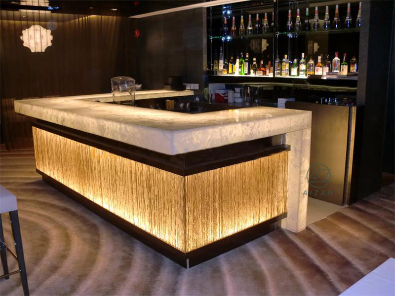 Translucent marble stone wine pub bar counter led bar counter custom design